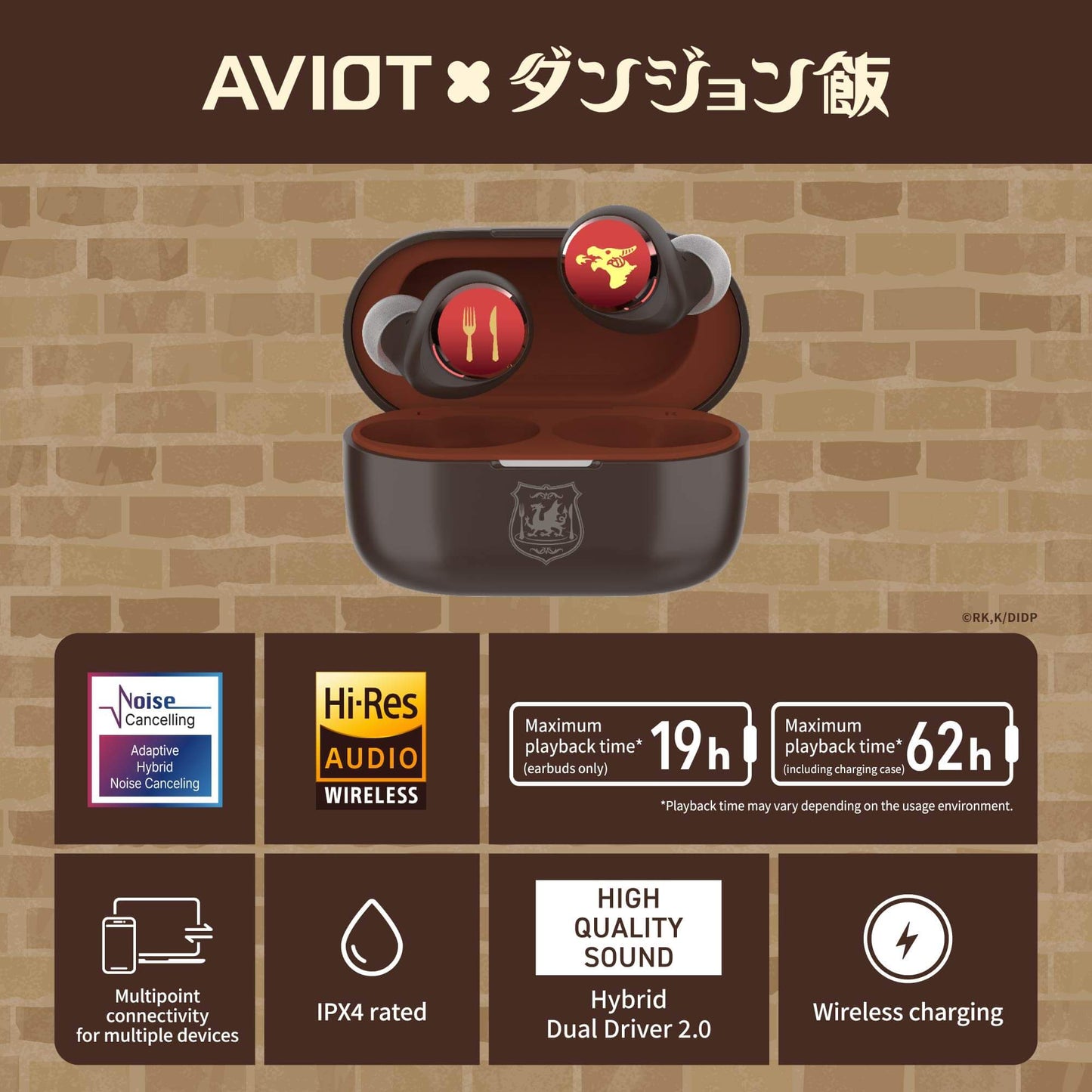 【Pre-order】AVIOT TE-V1R-DJM Delicious in Dungeon Collaboration Wireless Earbuds | Shipping from late November 2026 onwards