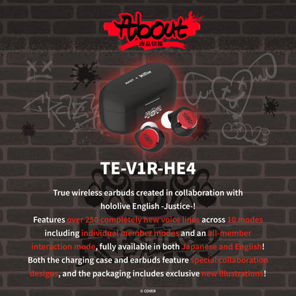 【Pre-order】TE-V1R-HE4 hololive English -Justice- Collaboration Wireless Earbuds | Shipping from late November 2026 onwards