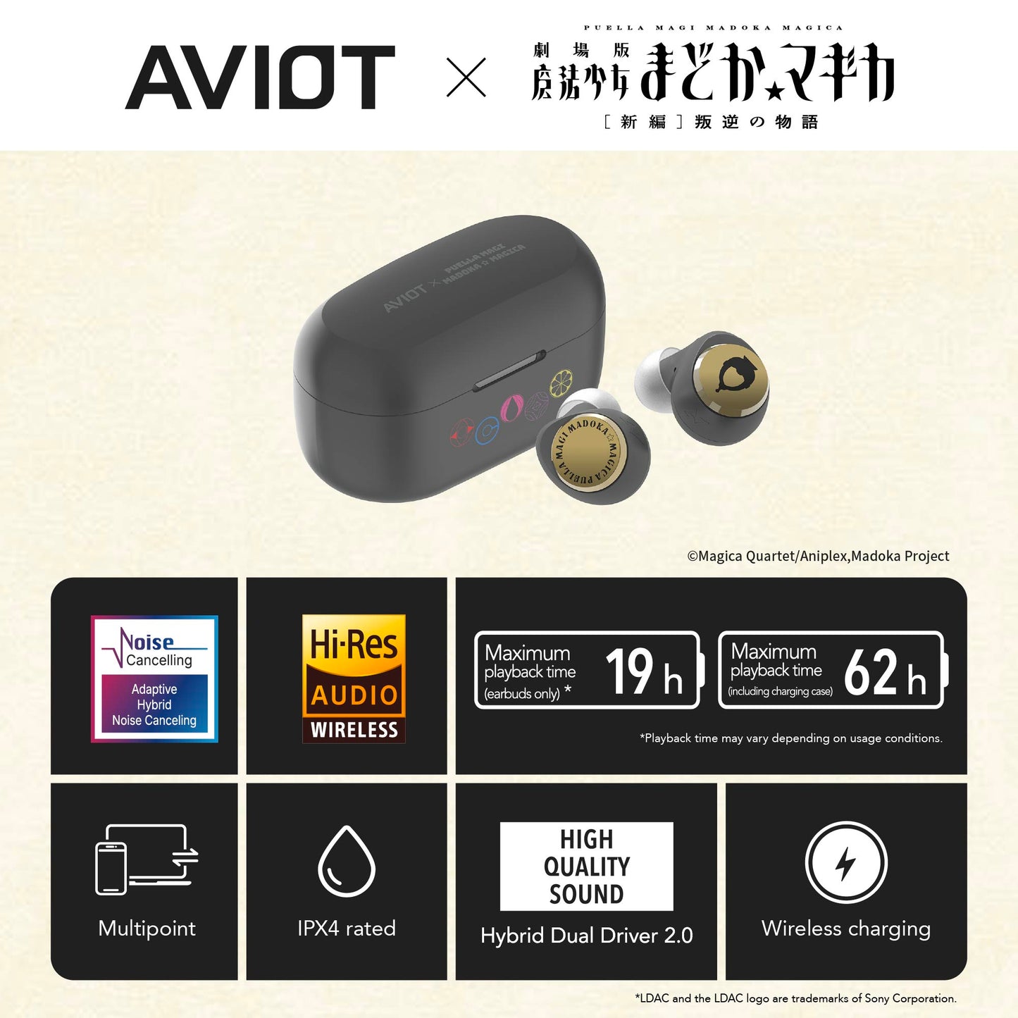 【Pre-order】AVIOT TE-V1R-MMM Madoka Magica Collaboration Wireless Earbuds | Shipping in late-February