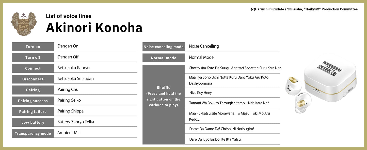 【Pre-order】AVIOT TE-Q3-HK Haikyu!! Collaboration Wireless Earbuds | Shipping in early-December