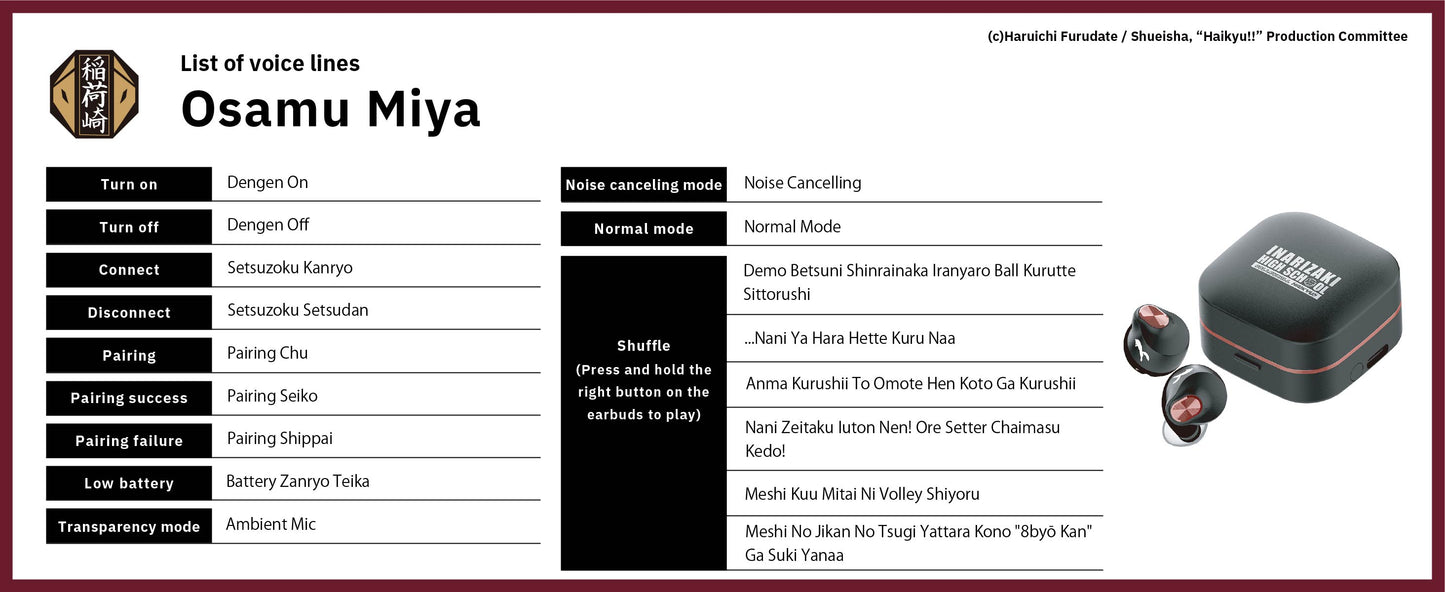 【Pre-order】AVIOT TE-Q3-HK Haikyu!! Collaboration Wireless Earbuds | Shipping in early-December