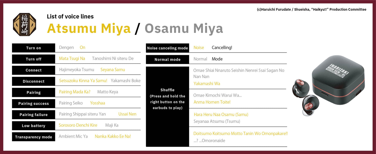 【Pre-order】AVIOT TE-Q3-HK Haikyu!! Collaboration Wireless Earbuds | Shipping in early-December