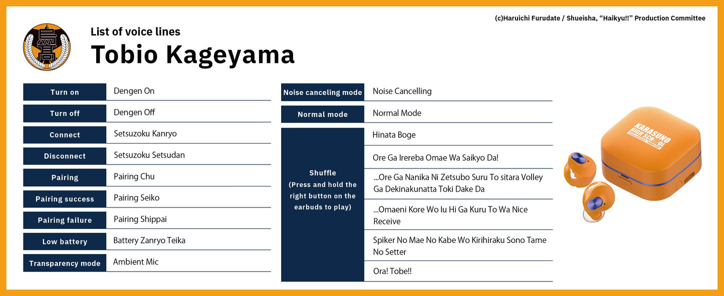 【Pre-order】AVIOT TE-Q3-HK Haikyu!! Collaboration Wireless Earbuds | Shipping in early-December