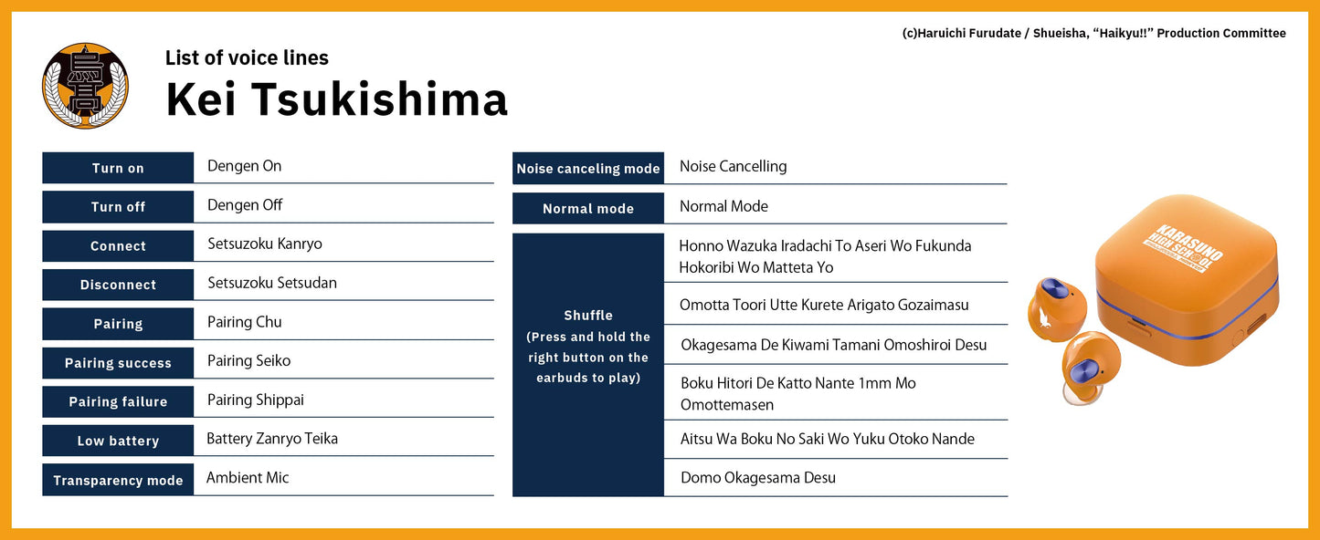 【Pre-order】AVIOT TE-Q3-HK Haikyu!! Collaboration Wireless Earbuds | Shipping in early-December