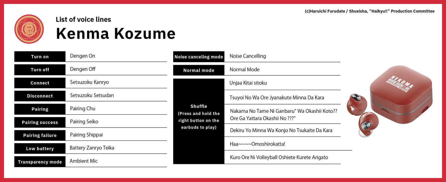 【Pre-order】AVIOT TE-Q3-HK Haikyu!! Collaboration Wireless Earbuds | Shipping in early-December